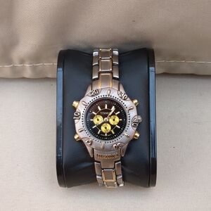 Titanium Men's Watch - Black, Gold, and Silver